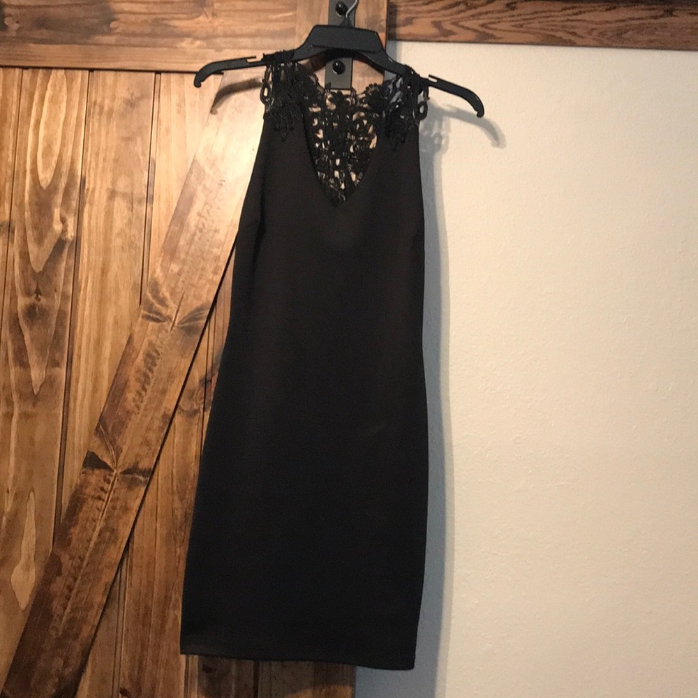 Black lace back dress